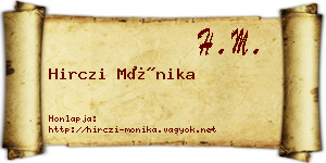 Hirczi Mónika névjegykártya